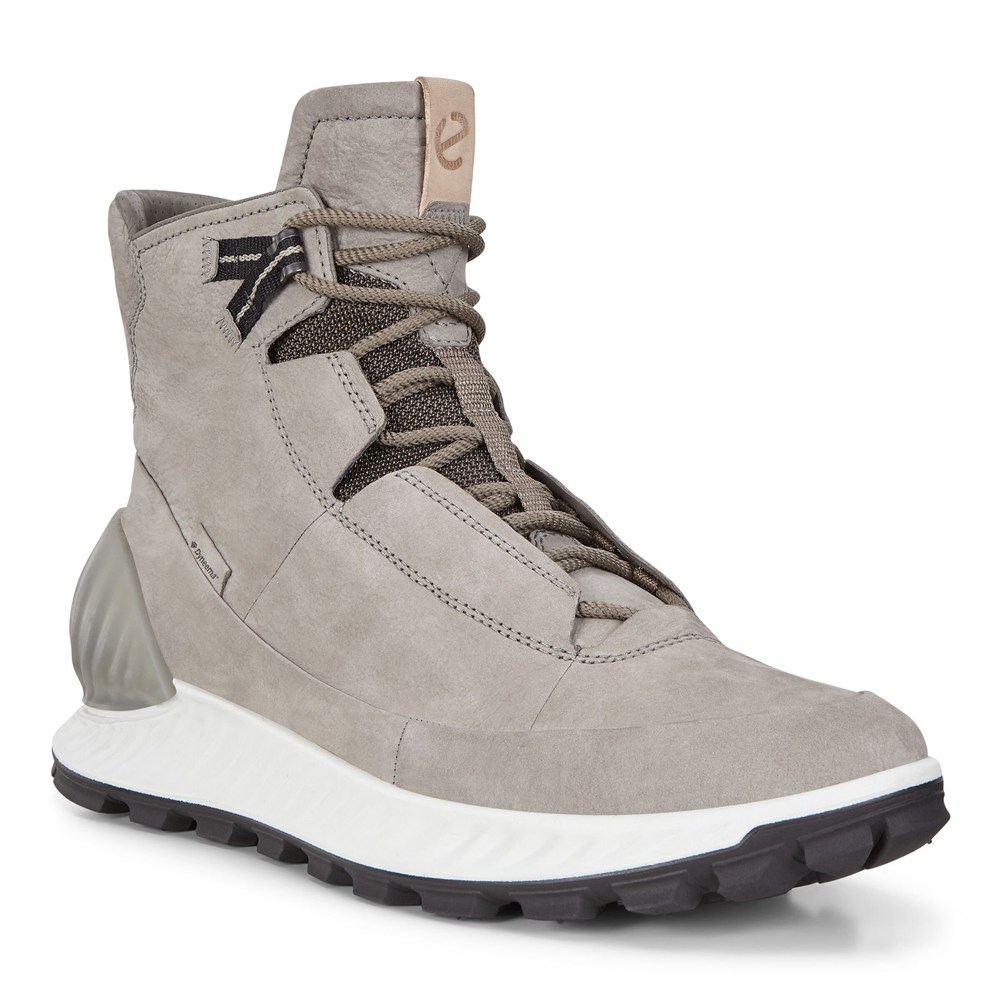 Mens Hiking Shoes - ECCO Exostrike Mid Boot - Grey - 0245HVGDF